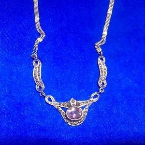 Vintage amethyst marcasite necklace